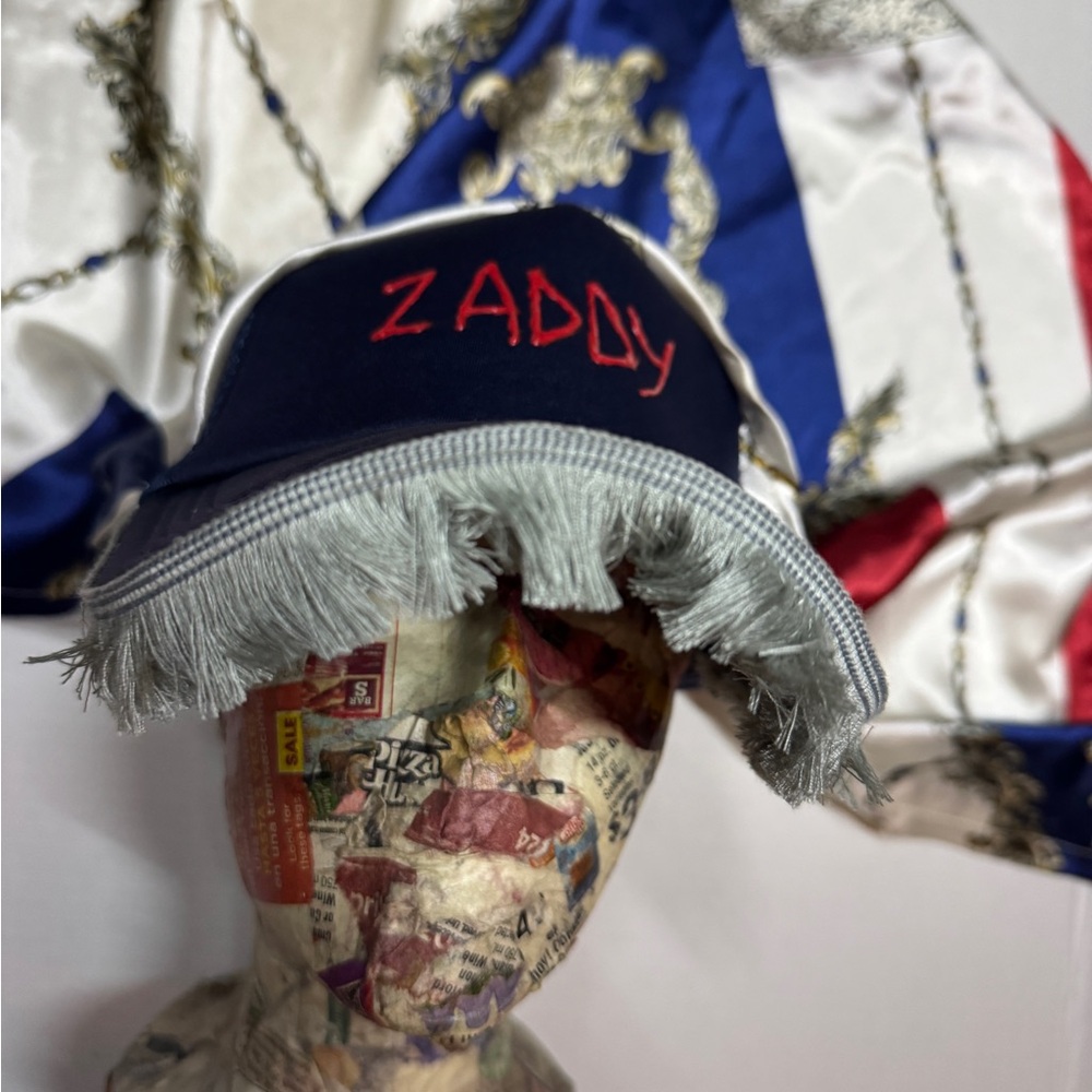 Fringe Navy Cap with scarf attached